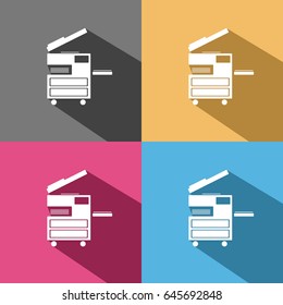 Photocopier Icon On Colored Backgrounds