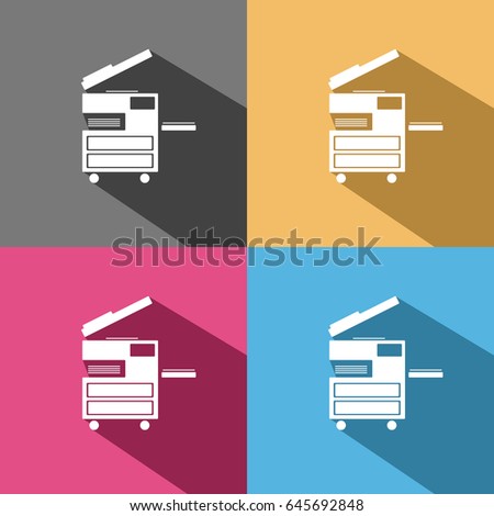 Photocopier icon on colored backgrounds