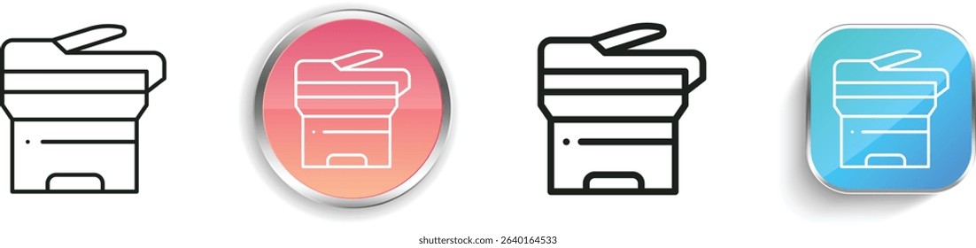 photocopier icon. Thin Linear, Regular and Button Style Design Isolated On White Background