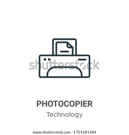 Photocopier outline vector icon. Thin line black photocopier icon, flat vector simple element illustration from editable technology concept isolated stroke on white background