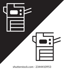 Photocopier Vector Icon, Lineal style, isolated on Black and white Background.