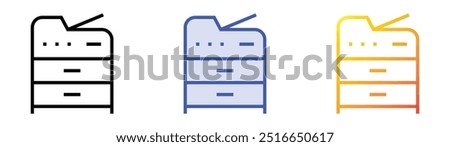 photocopy icon. Linear, Blue Fill and Gradient Style Design Isolated On White Background