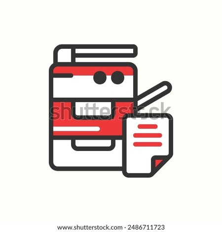photocopy machine icon, isolated colored icon theme workplace