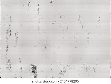 Photocopy or print paper with overlayed ink smudge, dust noise, mud and stripes. A bit crumpled sheet with grange texture. Vector monochrome bg