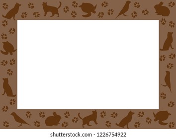 Photoframe from silhouettes of pets. Frame design for pets.