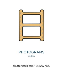 photograms icon from cinema collection. Thin outline photograms, media, movie detailed offset lineal color icon isolated on white background. Line vector photograms sign, symbol for web and mobile