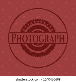 Photograph badge with red background
