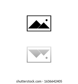 Photograph. Black symbol on white background. Simple illustration. Flat Vector Icon. Mirror Reflection Shadow. Can be used in logo, web, mobile and UI UX project