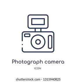 photograph camera icon from technology outline collection. Thin line photograph camera icon isolated on white background.