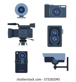 Photograph digital equipment camera vector illustration.