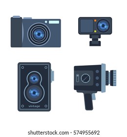 Photograph digital equipment camera vector illustration.