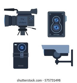 Photograph digital equipment camera vector illustration.