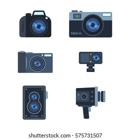 Photograph digital equipment camera vector illustration.