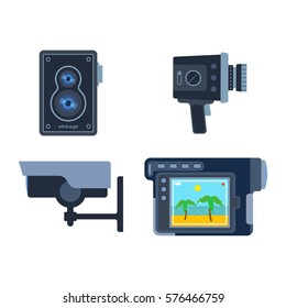 Photograph digital equipment camera vector illustration.