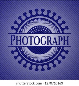Photograph emblem with denim texture