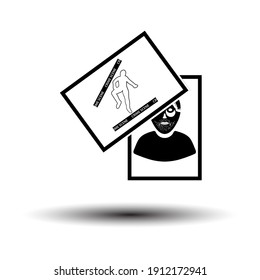 Photograph Evidence Icon. Black on White Background With Shadow. Vector Illustration.