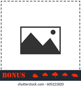 Photograph icon flat. Simple vector symbol and bonus icon