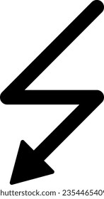 Photograph of a lightning bolt pointing downwards.