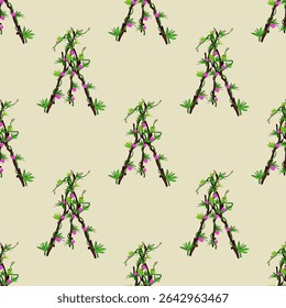 photograph, seamless pattern, floral design, white background, red flowers, yellow flowers, pink flowers, green leaves, digital art, vibrant colors, repeating motif, botanical illustration, no people,