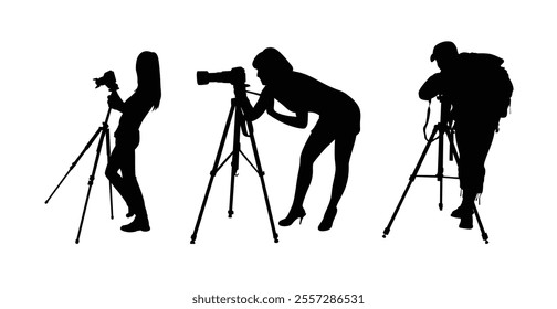 Photograph silhouette vector Silhouette set .