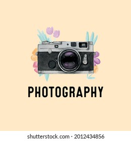 fotografía logotipo de diseño de vector simple