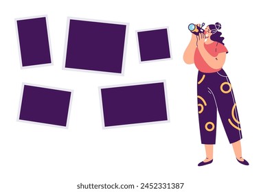Photograph taking photo studio photography photoshoot concept. Vector design graphic illustration