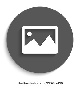 photograph - vector icon with shadow on a round grey button