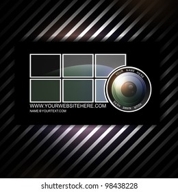 photographer abstract business card template with camera lens