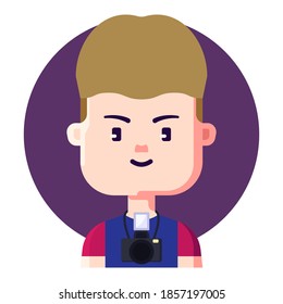 Photographer avatar job and profession. Pixel perfect vector icon graphic.