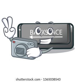 Photographer backspace button installed on cartoon keyboard