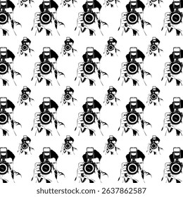 Photographer black and white pattern vector