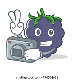 Photographer blackberry mascot cartoon style