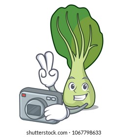 Photographer bok choy mascot cartoon