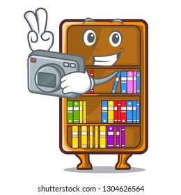 Photographer bookcase isolated in the with characters