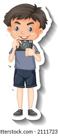 Photographer boy cartoon character illustration