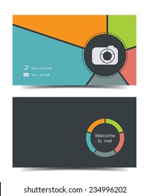 Photographer Business Card In A Flat Style.