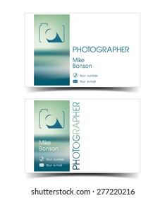 Photographer Business Card In A Flat Style.