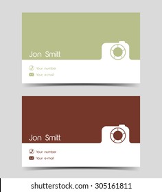 Photographer business card in a flat style.