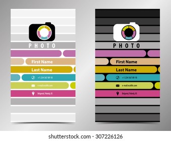 Photographer business card in a flat style.