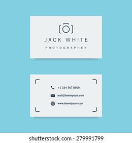 photographer business card template. clean and minimalistic flat style. vector illustration