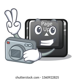Photographer button page up on computer cartoon