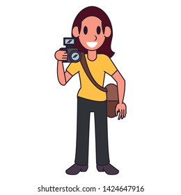 Photographer with camera character  worker cartoon vector illustration graphic design