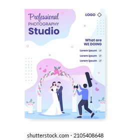 Photographer with Camera and Digital Film Equipment Poster Template Flat Illustration Editable of Square Background for Social Media or Web