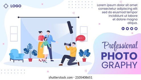 Photographer with Camera and Digital Film Equipment Post Template Flat Illustration Editable of Square Background for Social Media or Web