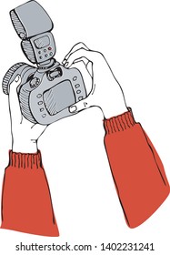 Photographer camera hands vector clipart