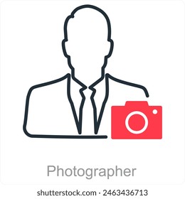 Photographer and camera icon concept