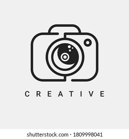 Photographer Camera Line Logo Design Template