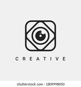 Photographer Camera Line Logo Design Template