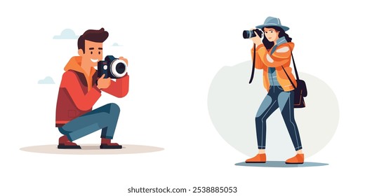 Fotograf, Kamera, Foto, Fotografie, Ausrüstung, professionell, Vektorgrafik, Illustration, Objektiv, Foto, Studio, Technologie, digital, Film, kreativ, Bild, Design, Person, Grafik, einzeln, Kunst,