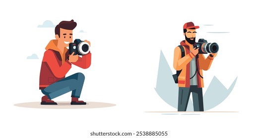 Fotograf, Kamera, Foto, Fotografie, Ausrüstung, professionell, Vektorgrafik, Illustration, Objektiv, Foto, Studio, Technologie, digital, Film, kreativ, Bild, Design, Person, Grafik, einzeln, Kunst,